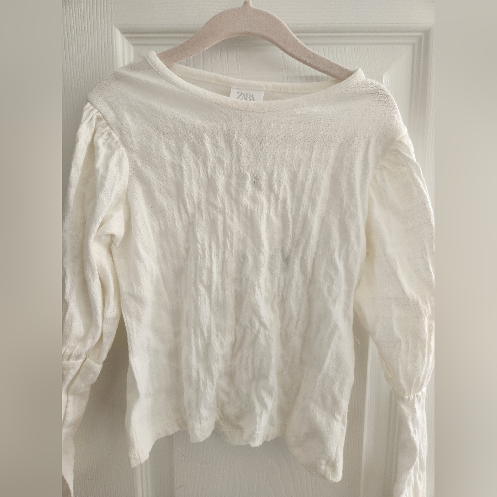 NWT Zara Girls Crinkle Long Sleeve Shirt size 6